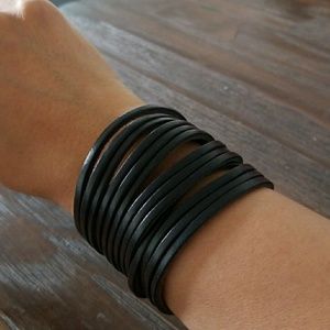 Black leather bracelet
